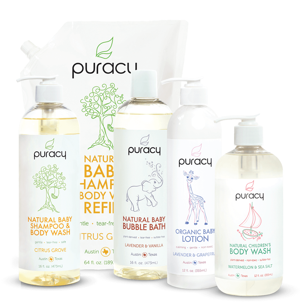 Travel Sized Natural Baby Bath Haircare Set Puracy